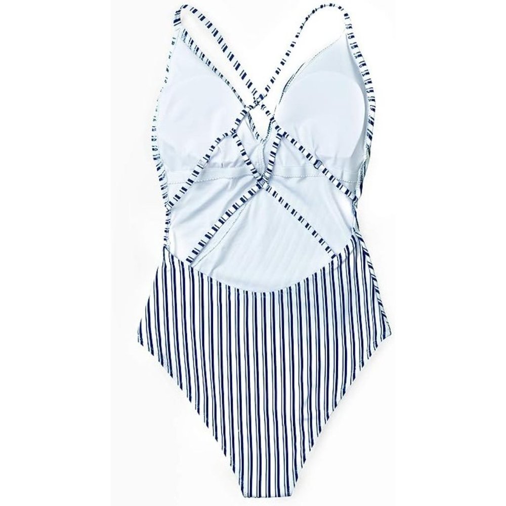 Cupshe Simple Living Striped Strappy Back One Piece Swimsuit L - Picture 2 of 2